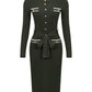 Ellery Long Sleeve Midi Dress W/Contrast High Neck Collar