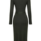 Ellery Long Sleeve Midi Dress W/Contrast High Neck Collar