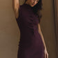 Alinna Pleated Front Top & Skirt Burgundy Set