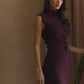 Alinna Pleated Front Top & Skirt Burgundy Set
