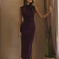 Alinna Pleated Front Top & Skirt Burgundy Set