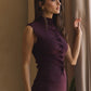 Alinna Pleated Front Top & Skirt Burgundy Set
