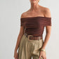 Karla Mesh Off Shoulder Ruched Top