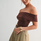 Karla Mesh Off Shoulder Ruched Top