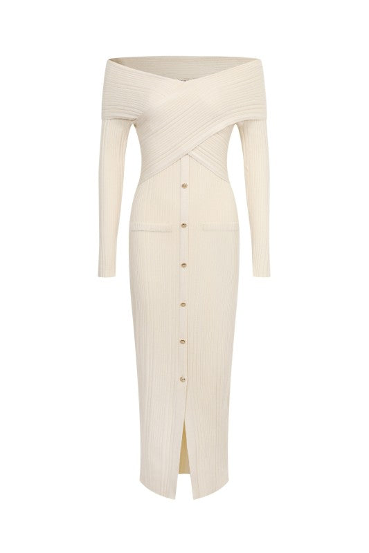 Aida Off Cross Shoulder Knit Midi Dress - PRE-ORDER 10/31/25 APROX.