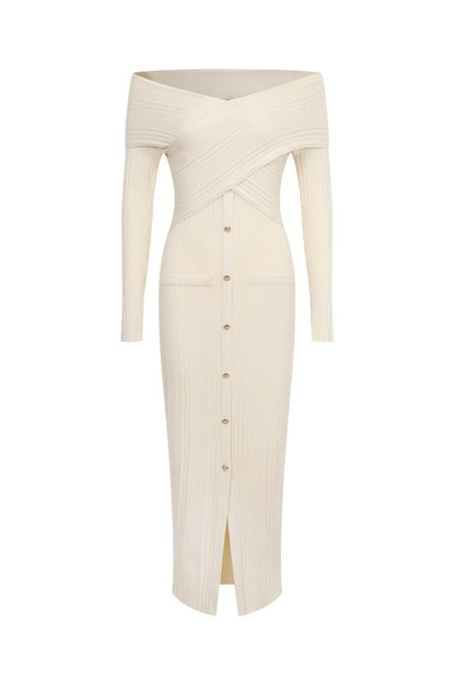 Aida Off Cross Shoulder Knit Midi Dress - PRE-ORDER 10/31/25 APROX.