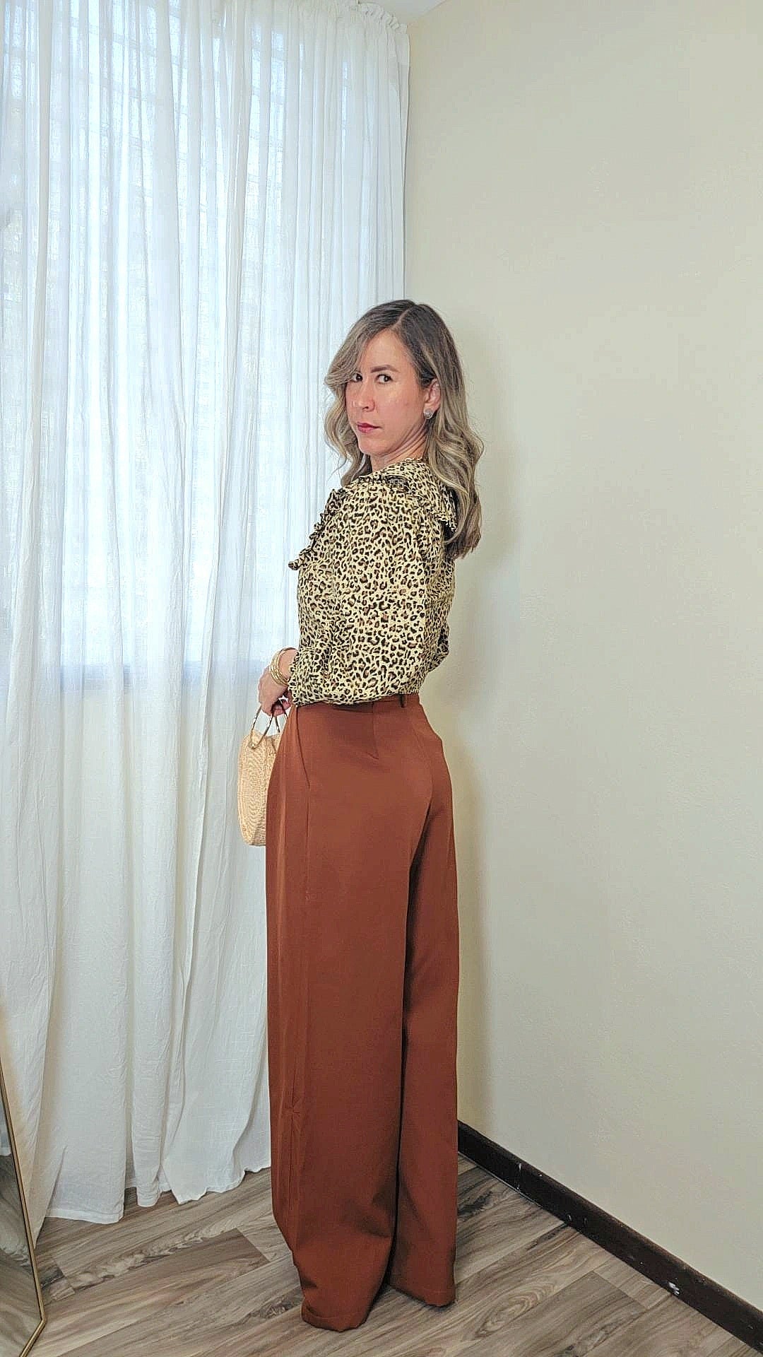 Alejandra Leopard Print Blouse With Statement Wide Collar