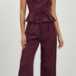 Amira Peplum Top and Wide Leg Pant - Burgundy Set