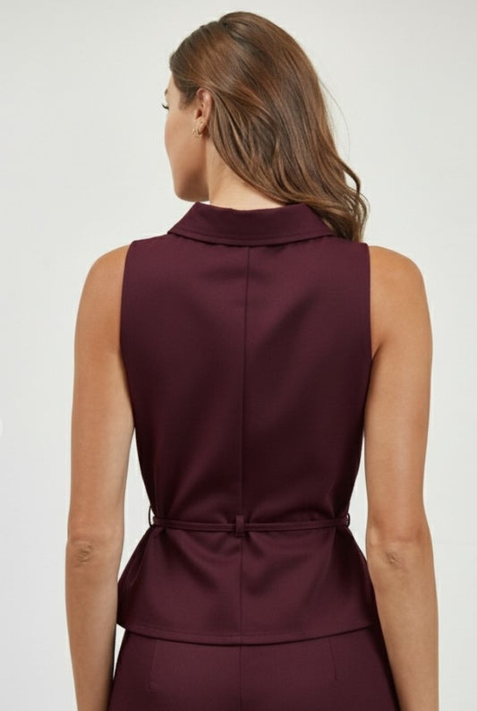 Amira Peplum Burgundy Top (ONLYTOP)