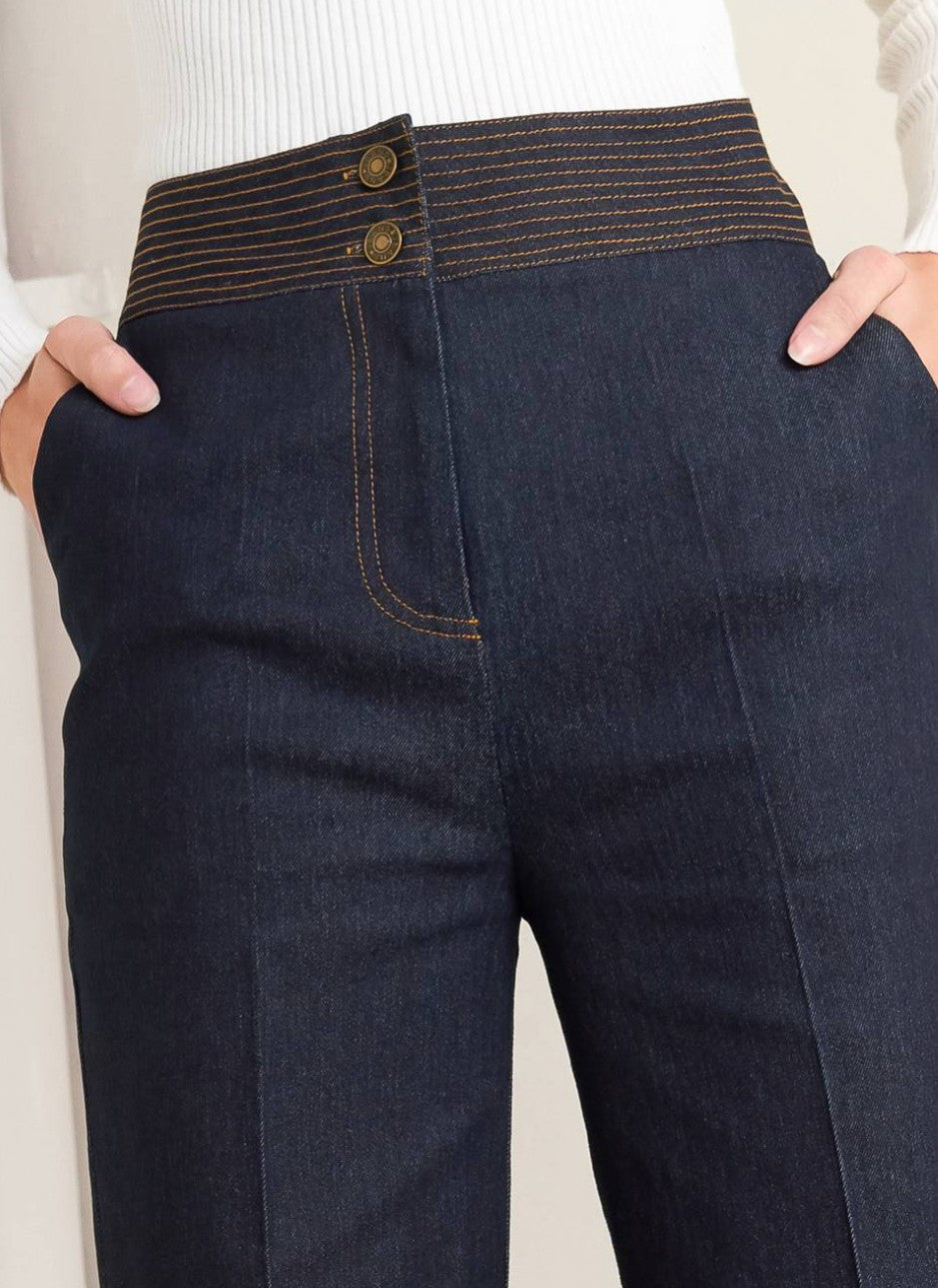 Fran Denim Strapless Peplum Top & Denim Pant Set