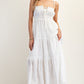 Liara White Maxi Dress with Adjustable Straps and Tiered Skirt - Effortless Feminine Elegance