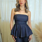 Fran Denim Strapless Peplum Top (ONLY SMALL)