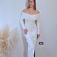 Aida Off Cross Shoulder Knit Midi Dress