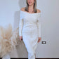 Aida Off Cross Shoulder Knit Midi Dress