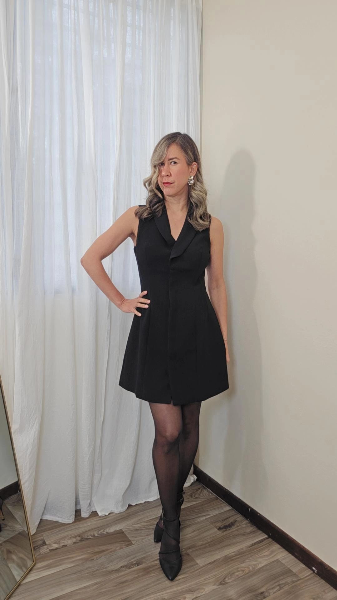 Gabriela Tailored Sleeveless Shawl-collar Mini Dress