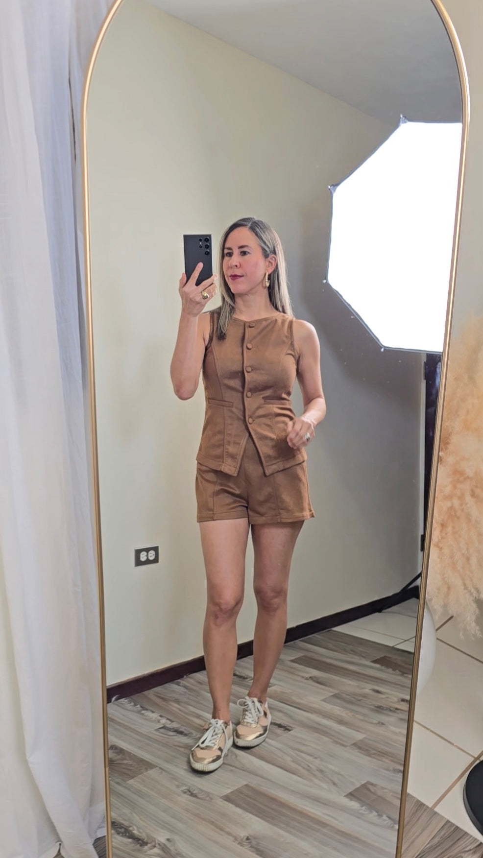 Isabel Suede Vest  & Short Set – Mocha Color