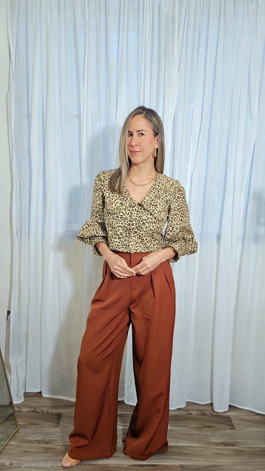 Alejandra Leopard Print Blouse With Statement Wide Collar