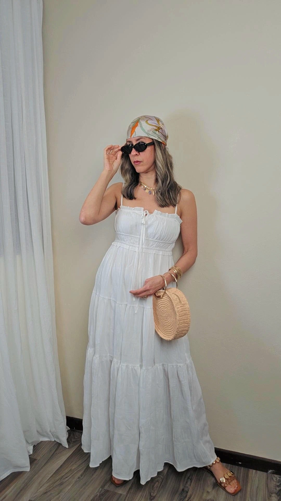 Liara White Maxi Dress with Adjustable Straps and Tiered Skirt - Effortless Feminine Elegance