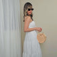 Liara White Maxi Dress with Adjustable Straps and Tiered Skirt - Effortless Feminine Elegance