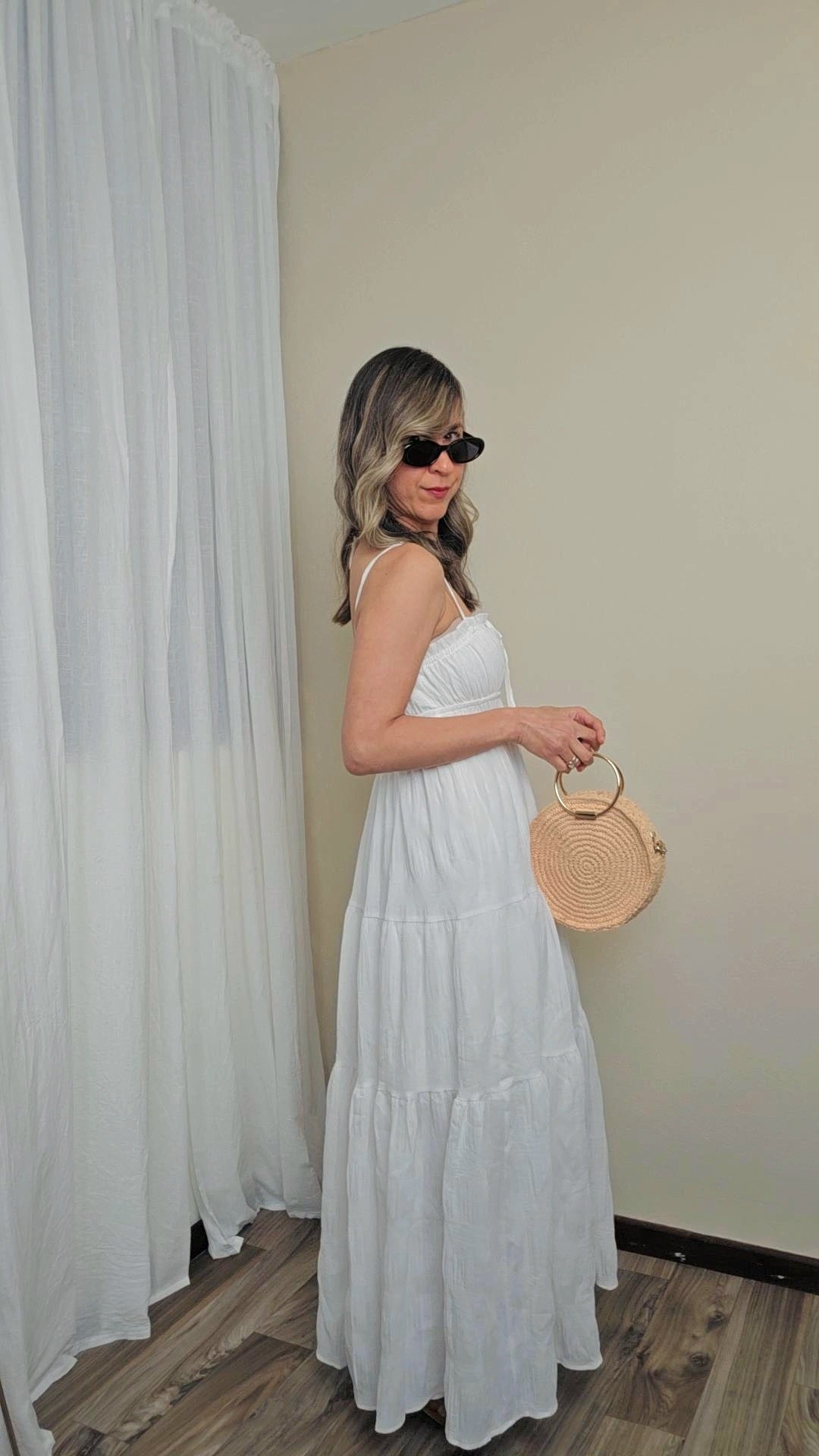 Liara White Maxi Dress with Adjustable Straps and Tiered Skirt - Effortless Feminine Elegance