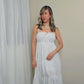 Liara White Maxi Dress with Adjustable Straps and Tiered Skirt - Effortless Feminine Elegance
