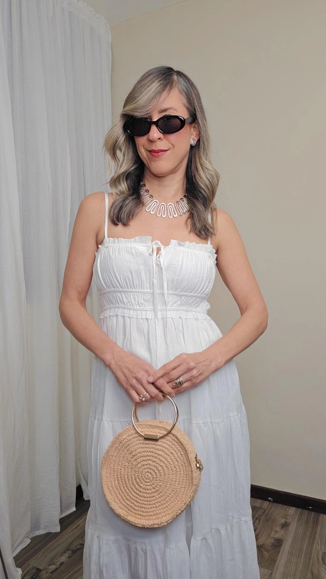 Liara White Maxi Dress with Adjustable Straps and Tiered Skirt - Effortless Feminine Elegance